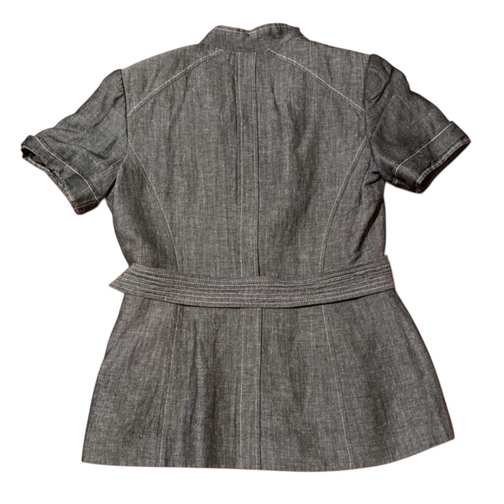 Calvin Klein Womens Denim Blouse Size 6 with Belt Strap - Picture 2 of 5
